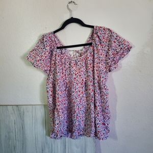 Old Navy Pink Ditsy Floral Prairie Blouse